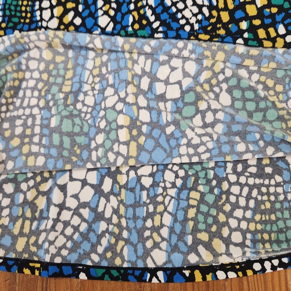 Alfani Woman Green Blue Stretchy Ruched Sides & Short Sleeve Blouse 3X Colorful - Picture 10 of 11